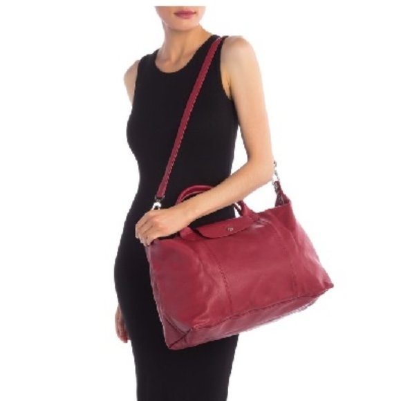 🎁 LONGCHAMP Le Pliage Cuir Leather Handbag - Picture 2 of 16